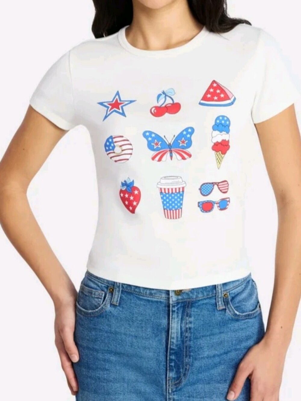 Americana Symbols Women's Size XXL (20) Graphic Tee Short Sleeves